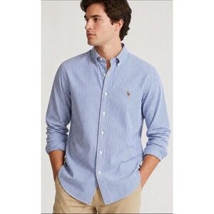 Ralph Lauren Yarmouth Men's blue/white stripe Cotton Shirt‎ Sz 16-35